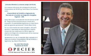 Lee más sobre el artículo Designación del Ing. Carlos Mario Caro como Vicepresidente CIER en Portafolio y Segmentos de Mercado.