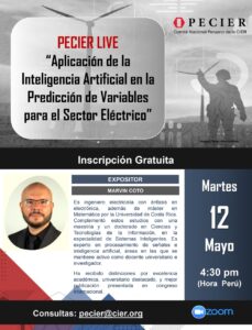 Lee más sobre el artículo PECIER LIVE “Aplicación de la Inteligencia Artificial en la Predicción de Variables para el Sector Eléctrico”